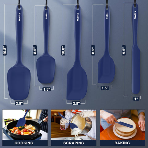 Walfos spatula handles heat up to 600°F for safe flipping and scraping.
