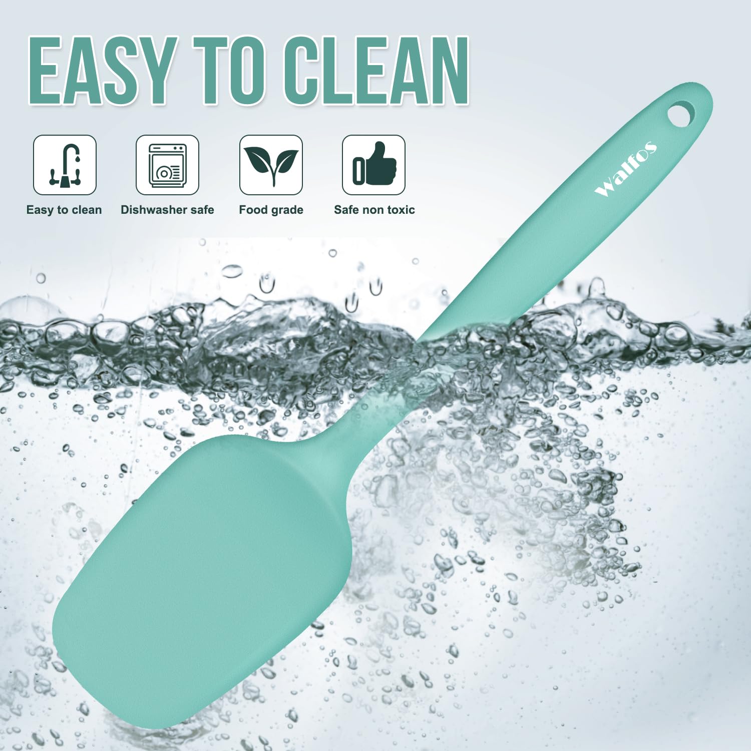 Walfos silicone spatula versatile for mixing, scraping bowls, and decorating pastries.