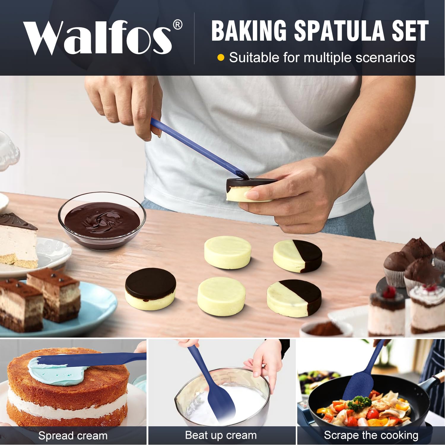 Walfos one piece silicone spatula design makes cleaning easy and thorough.
