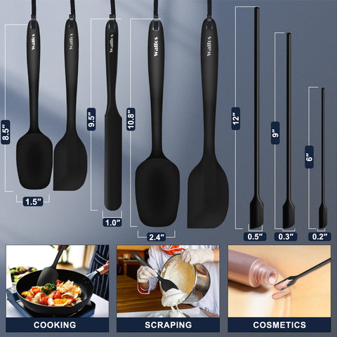 Walfos silicone spatula scrapes the inside of a pot without scratching.