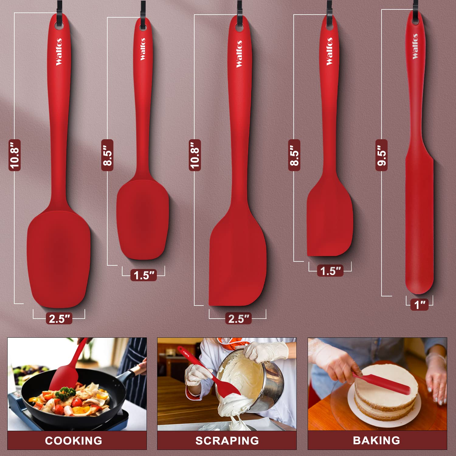Walfos spatulas are dishwasher safe for quick cleanup after cooking.