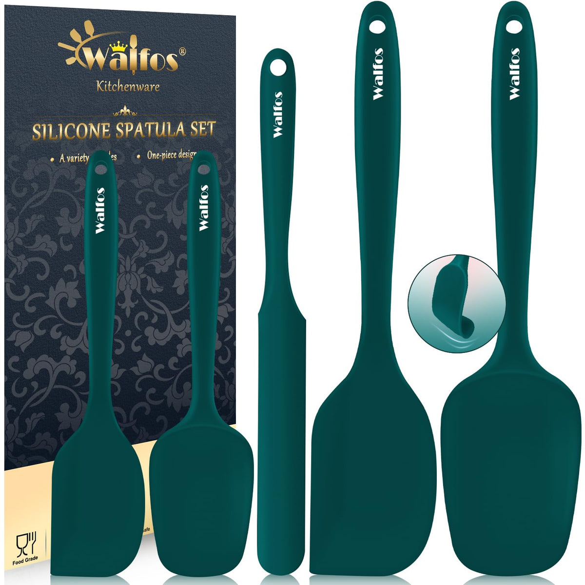 Walfos silicone spatula set demonstrates heat resistance in high-heat cooking