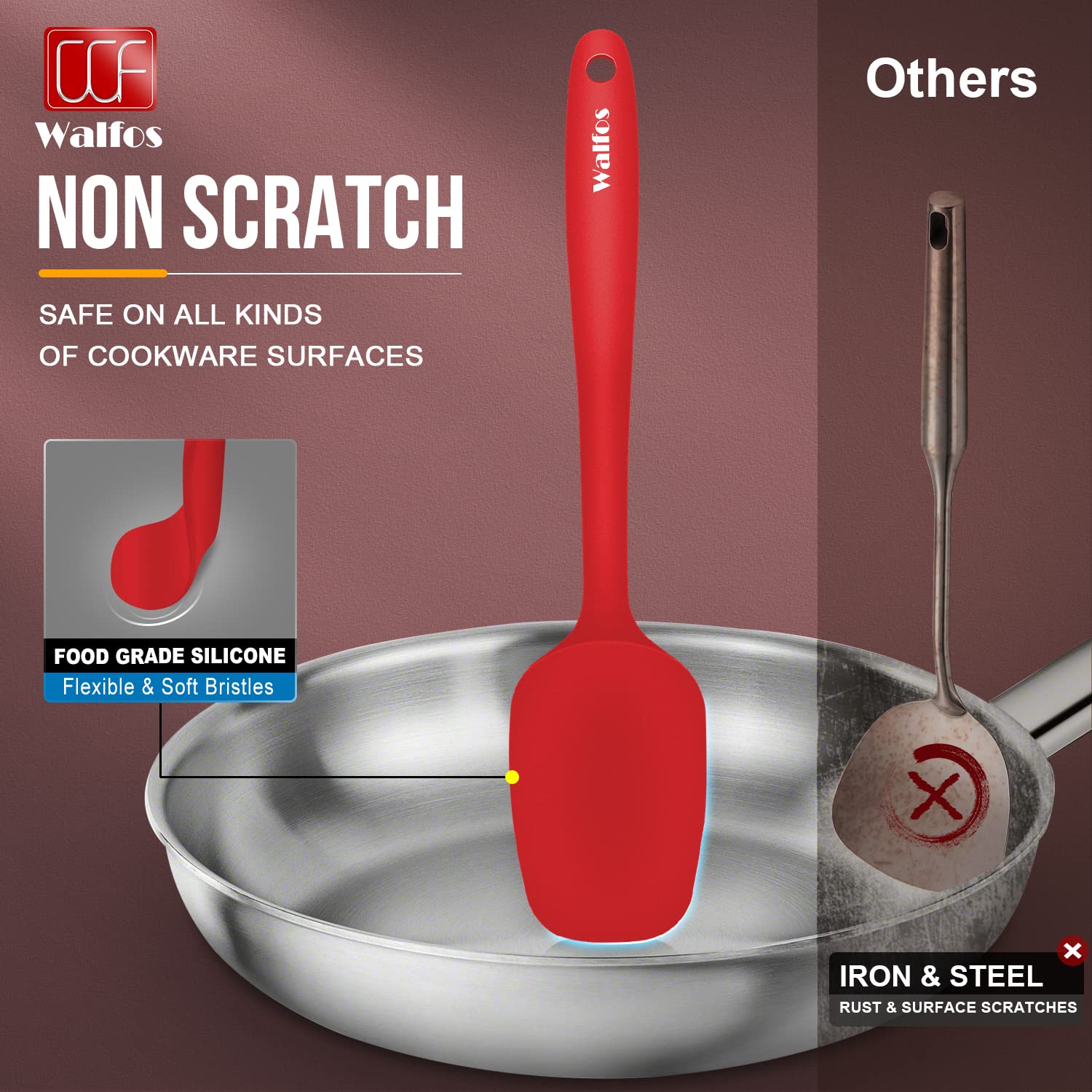Walfos nonstick-friendly spatulas prevent sticking and simplify scraping.
