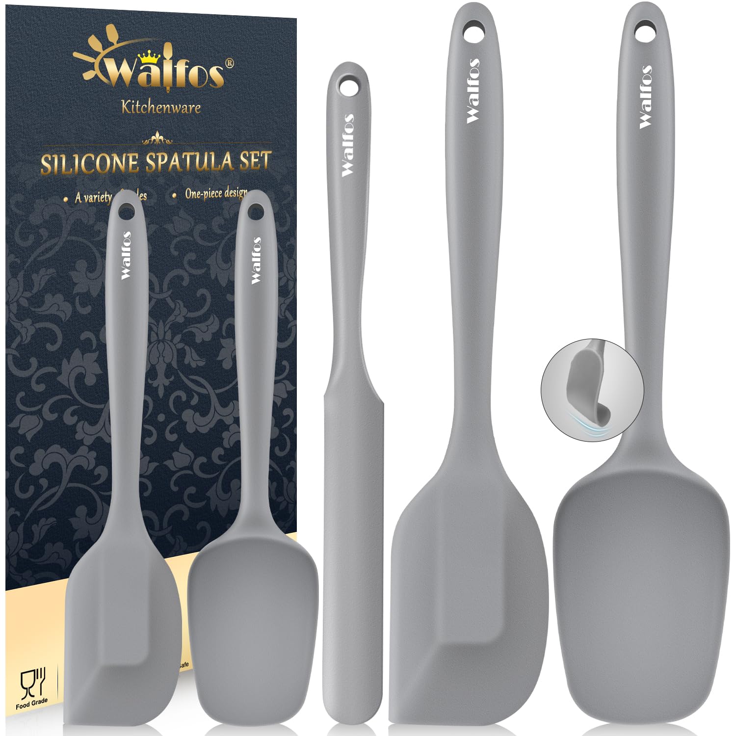 Walfos five-piece silicone spatula set for cooking and baking