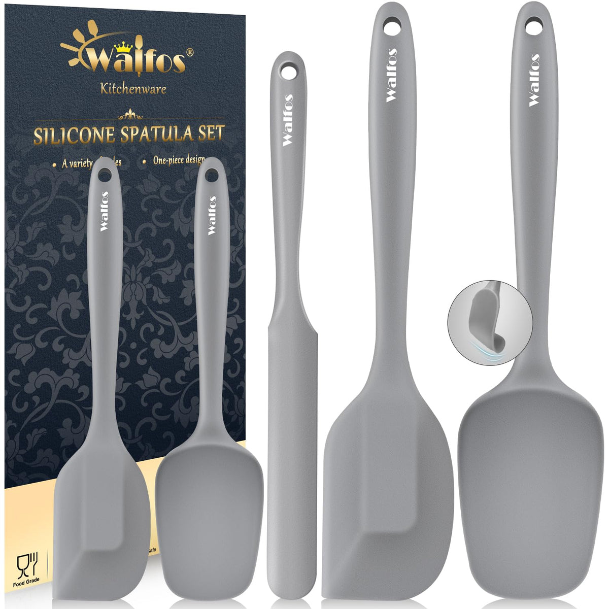 Walfos five-piece silicone spatula set for cooking and baking