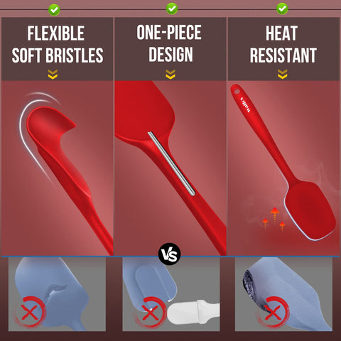 Walfos red spatulas add color to your kitchen while you multitask.