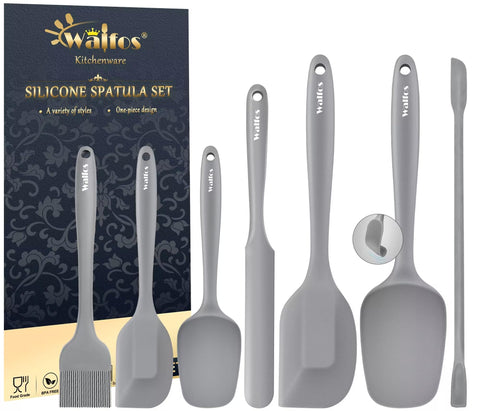 Walfos silicone spatula set seven-piece collection for cooking and baking.