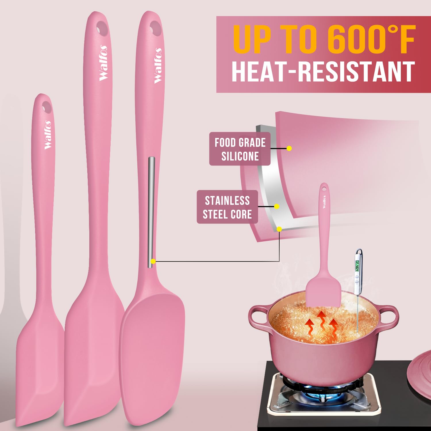 Walfos spatula with stainless steel core emphasizes durability