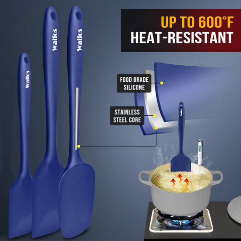 Walfos spatula with steel core ensures durable high heat cooking performance.