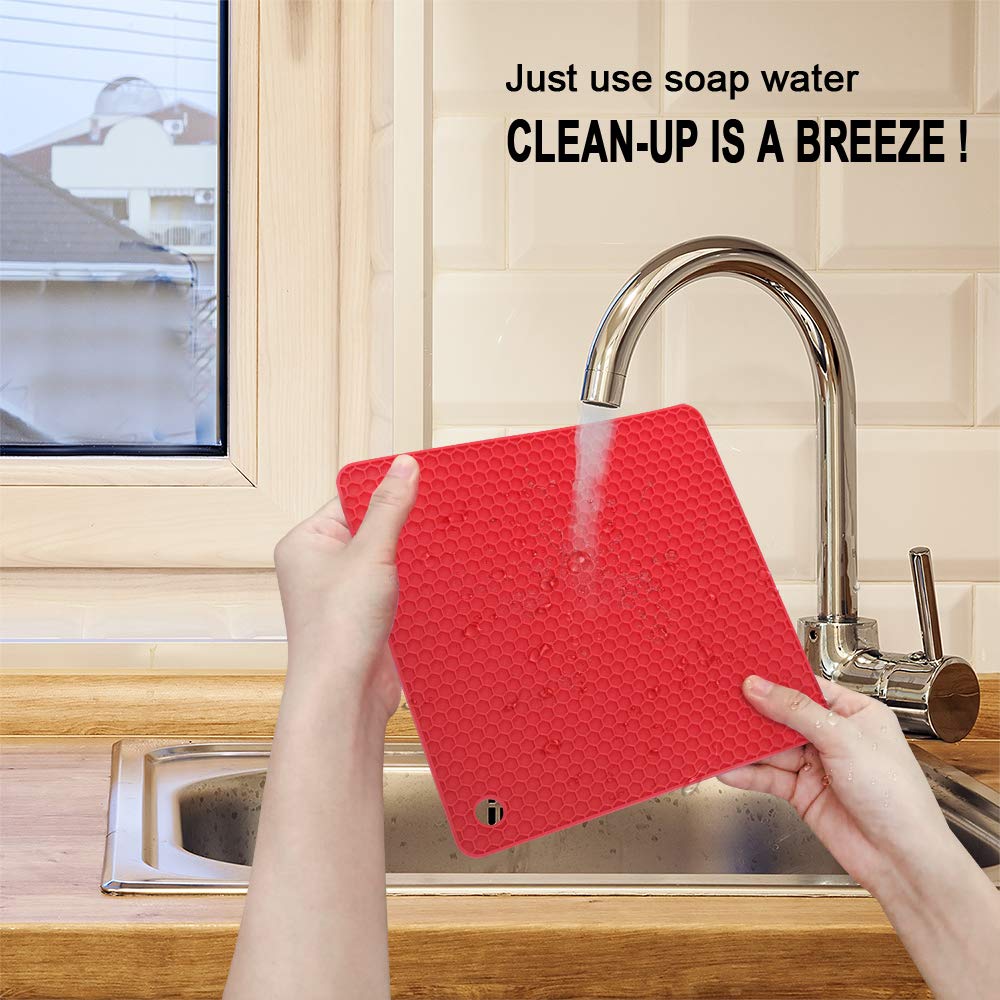 Walfos red trivet mat is BPA-free and food-grade for safe use.