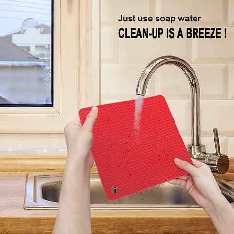 Walfos red trivet mat is BPA-free and food-grade for safe use.
