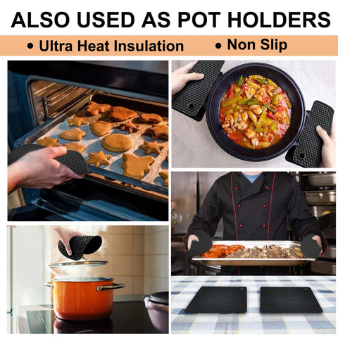 Walfos red trivet mat with non-slip grip keeps cookware steady on counters.