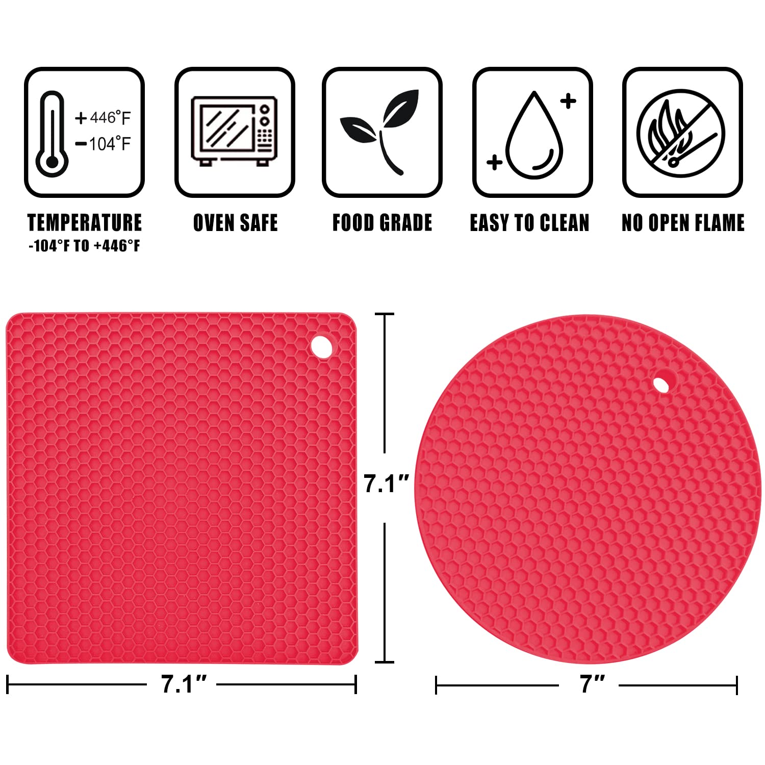 Walfos red trivet mat offers stable support for utensils and spoons.