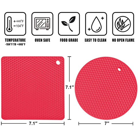 Walfos red trivet mat offers stable support for utensils and spoons.