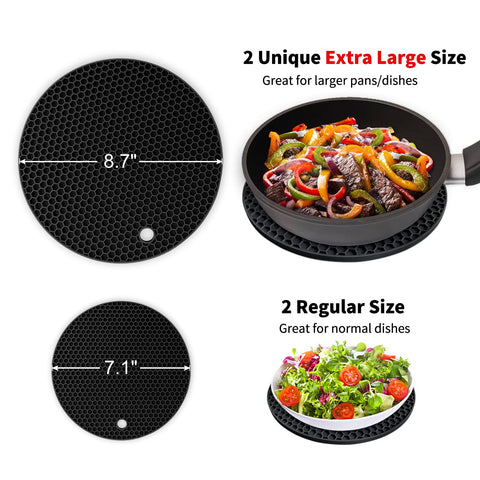 Walfos silicone trivet mats 7-1 inch provides stable grip and heat protection for medium pots.