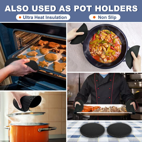 Walfos silicone trivet mats 8-7 inch ideal for large pans and lids.