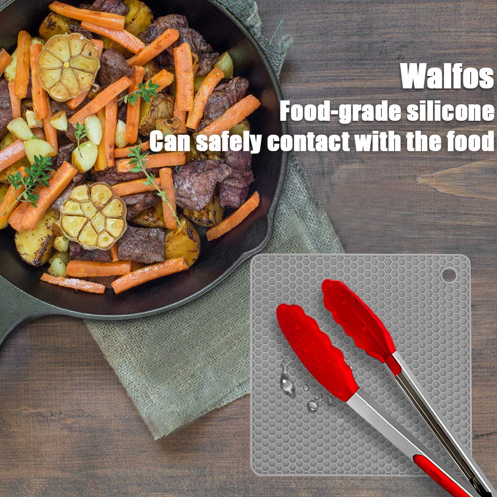Multi-function mat doubles as jar opener, spoon holder, and coaster.