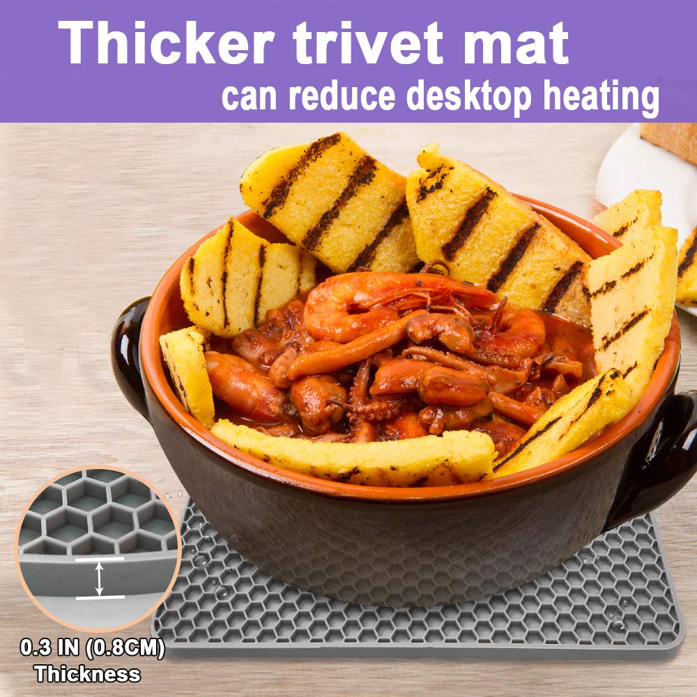 Non-slip surface grips cookware securely, reducing slips on the counter.