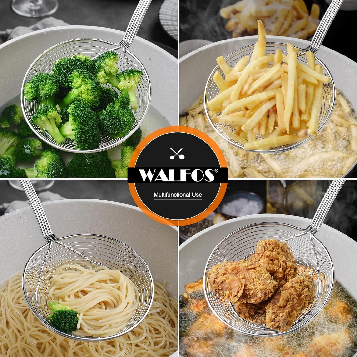 Walfos new dual set design combines strainer and skimmer in one.