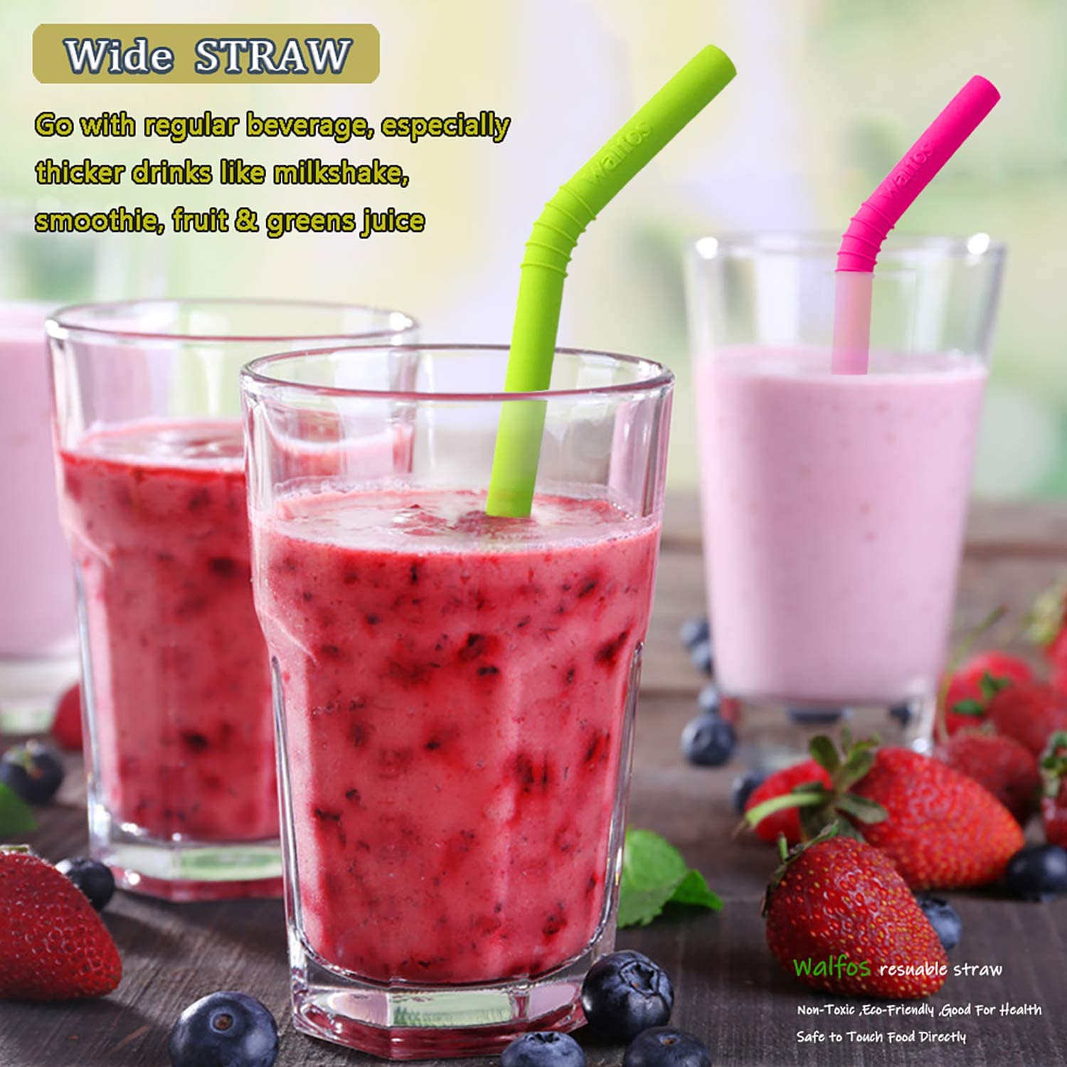 Walfos cleaning brushes included for hygienic straw cleaning.