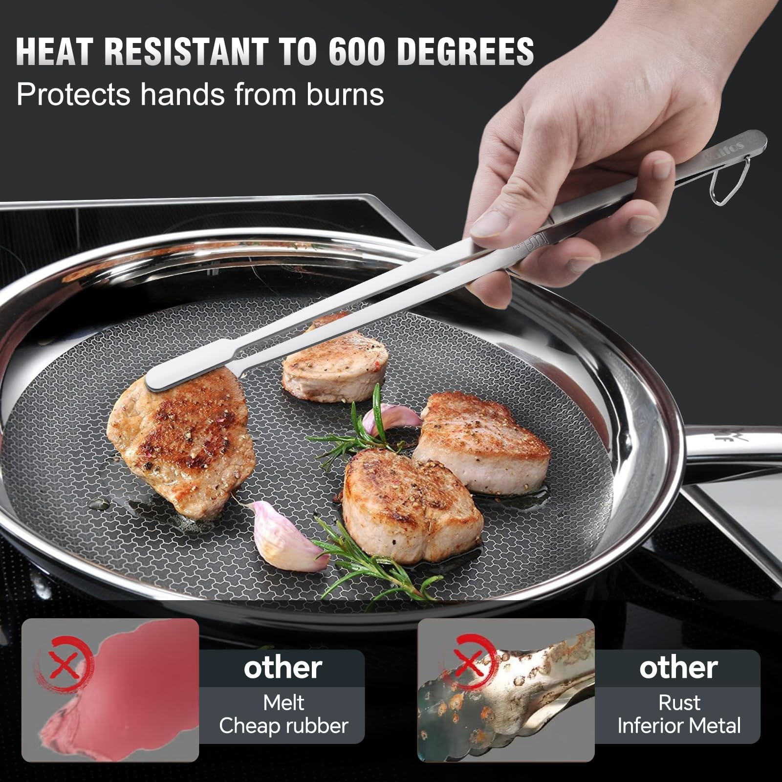 WALFOS 8-inch tongs handle delicate fruits without bruising