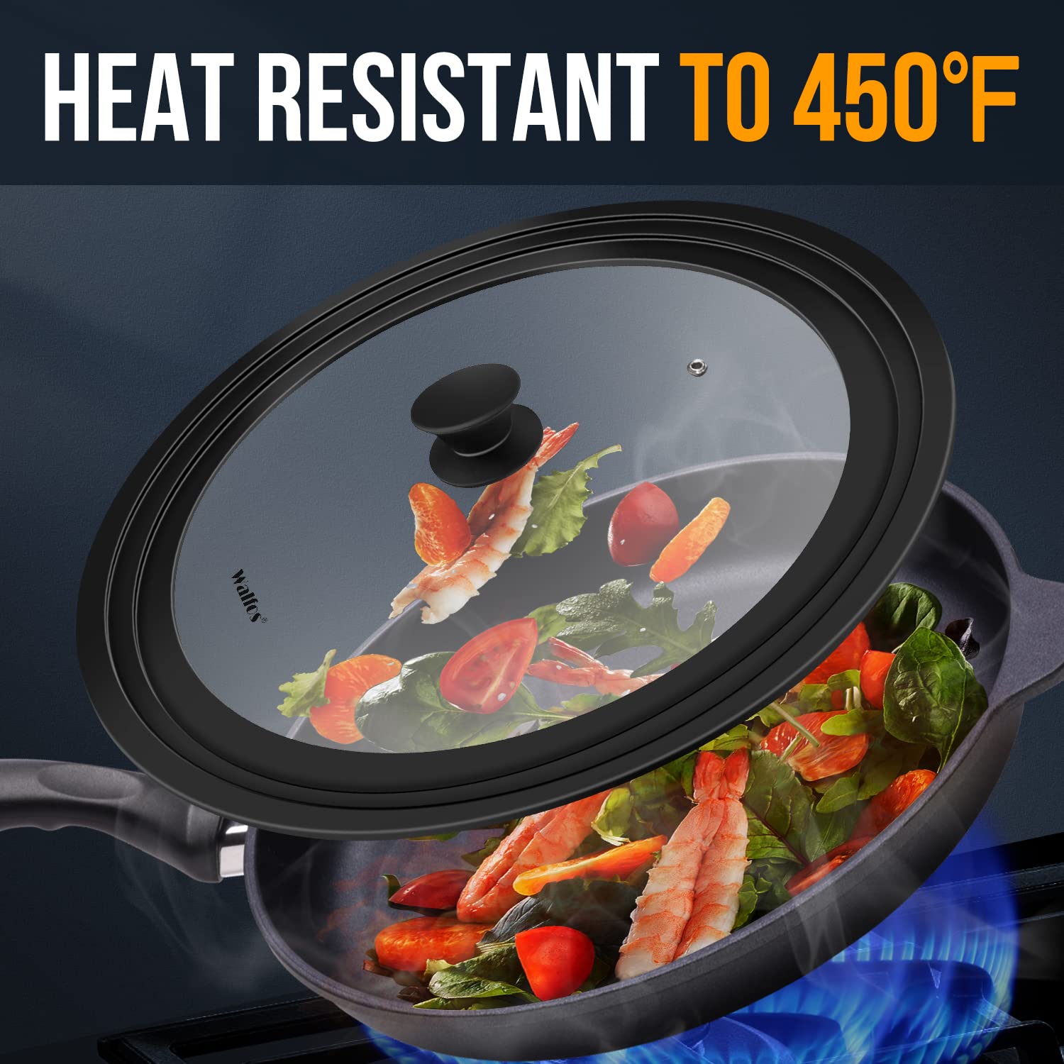 Walfos cool-touch knob allows safe lid handling