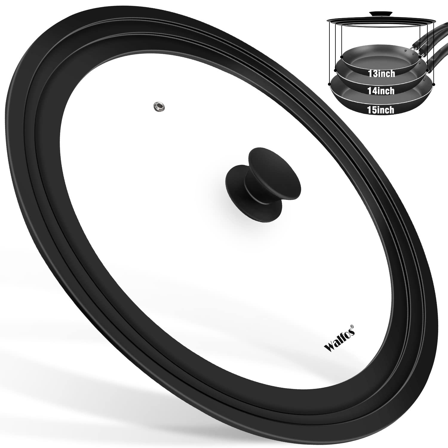 Walfos universal lid fits multiple cookware sizes for less clutter