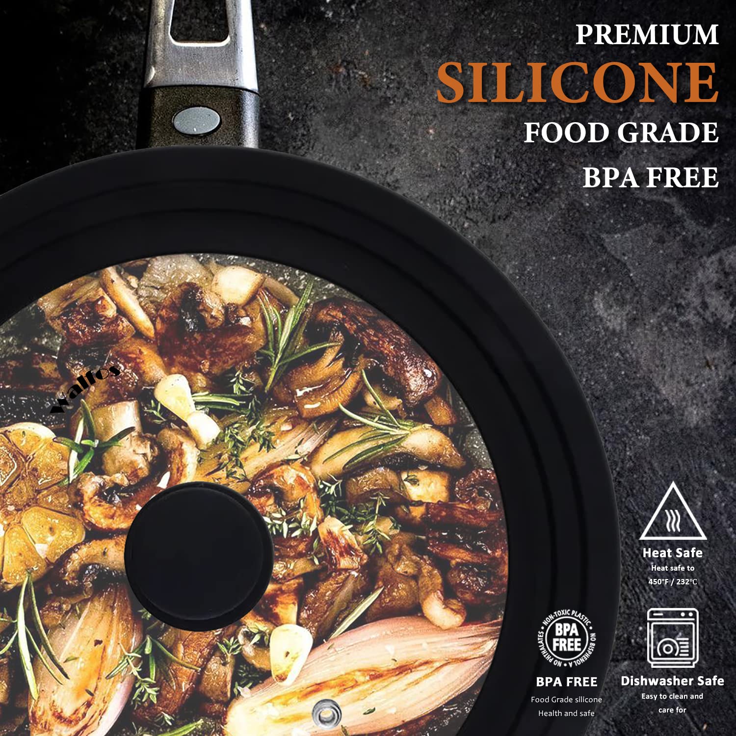 Walfos silicone rim resists high heat for reliable sealing and safety.