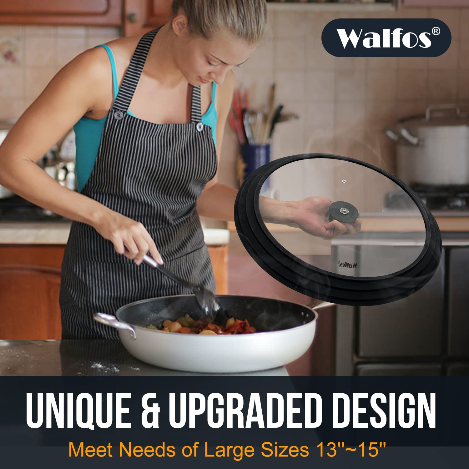 Walfos tempered glass close-up shows clear visibility during cooking