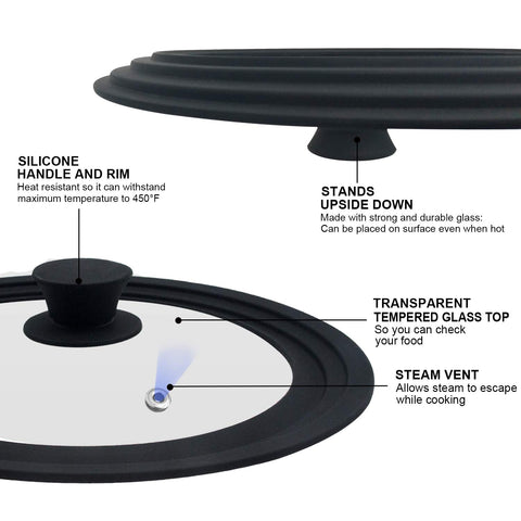 Walfos tempered glass lid provides clear view and durable performance while cooking.