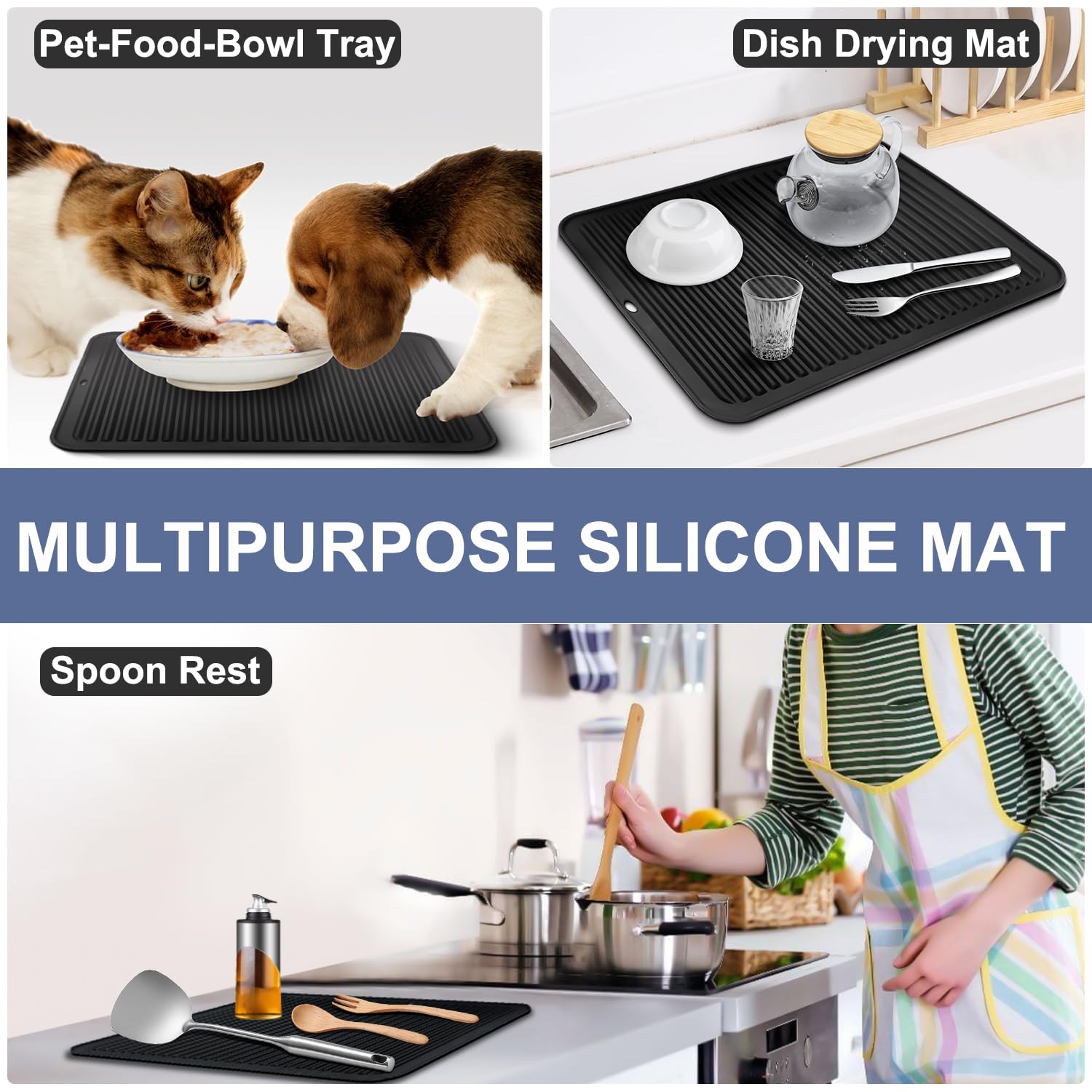 Walfos XXL silicone trivet doubles as a dish-drying mat for utensils