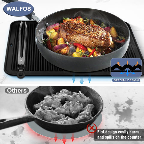 Walfos XXL silicone trivet folds compactly for storage