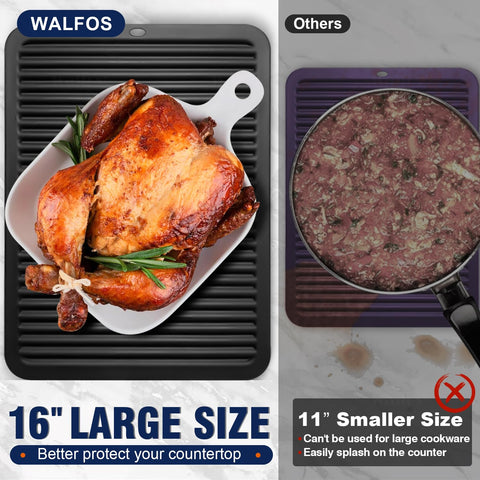 Walfos XXL silicone trivet withstands up to 450°F for hot dishes