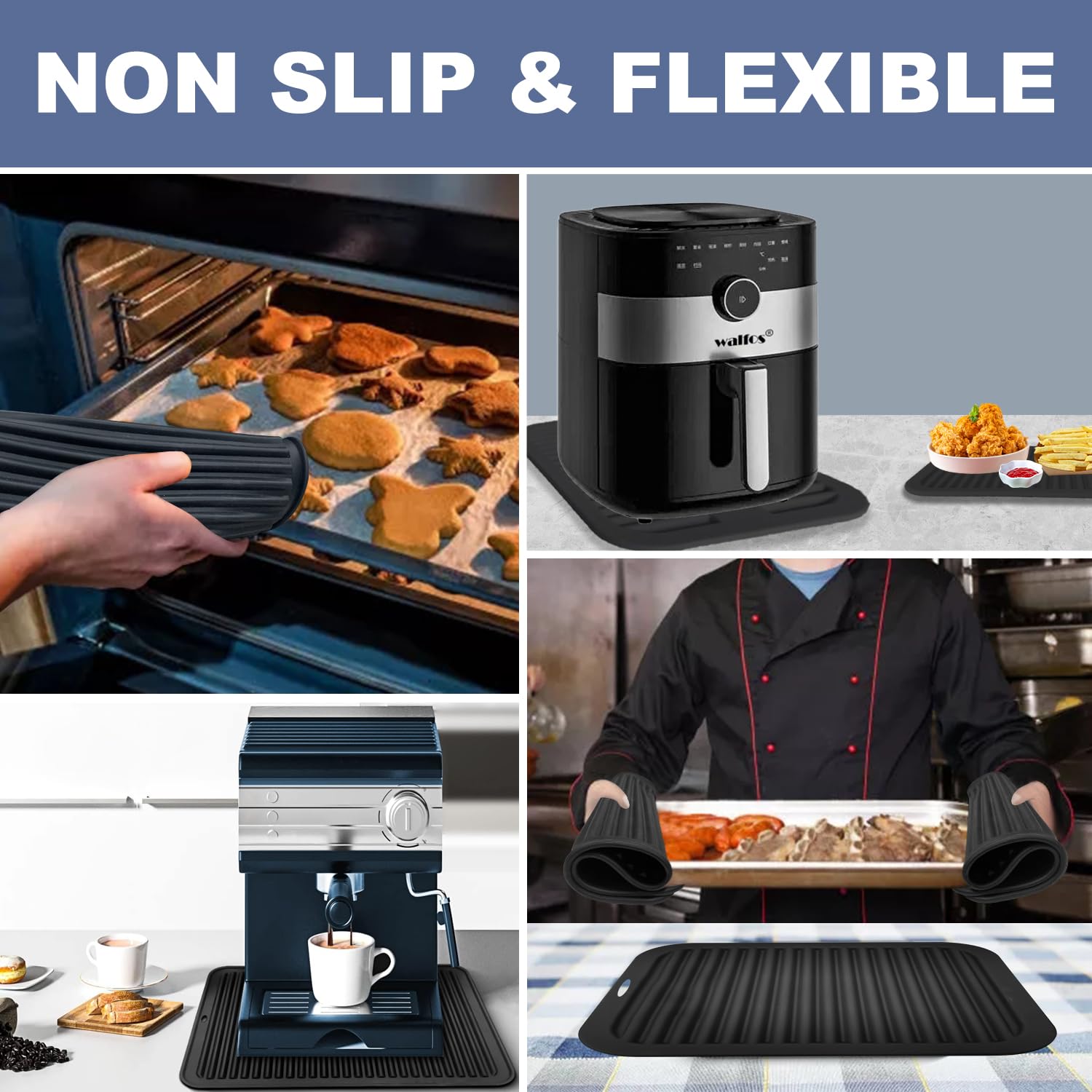 Walfos XXL silicone trivet provides non-slip stability for large pots