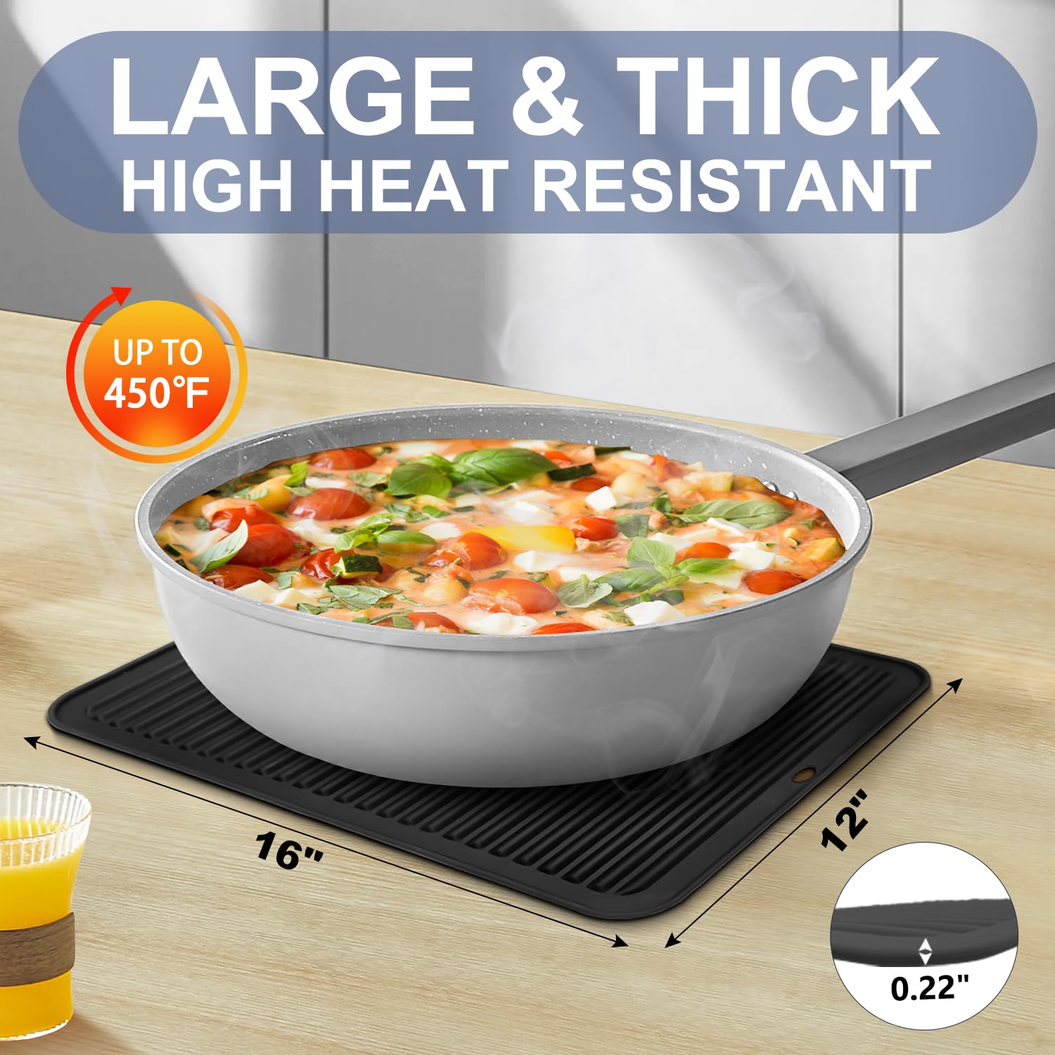 Walfos XXL silicone trivet is oven-safe and easy to clean