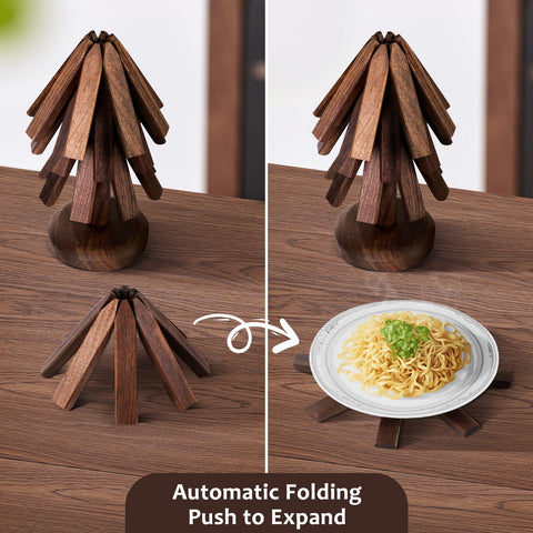 Walnut wood trivets protect surfaces while adding natural warmth to dining spaces.