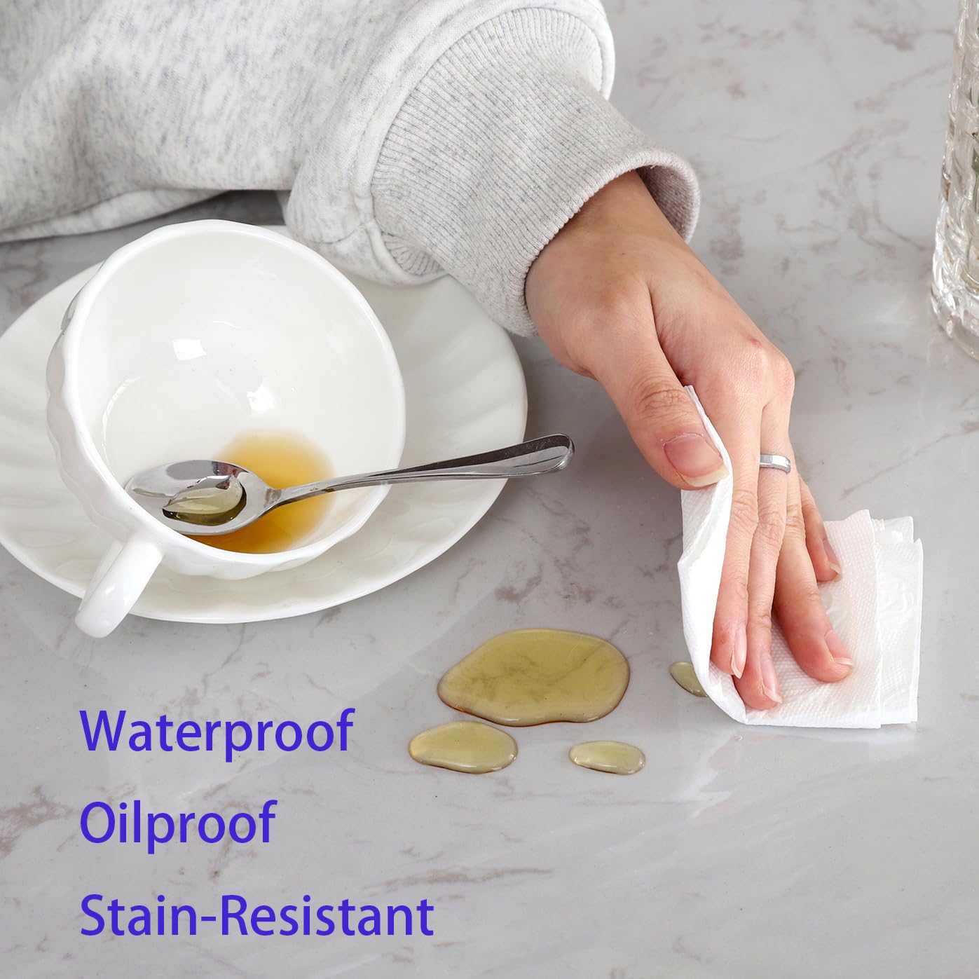 Walrus clear round tablecloth protector stain-resistant finish simplifies quick cleanup