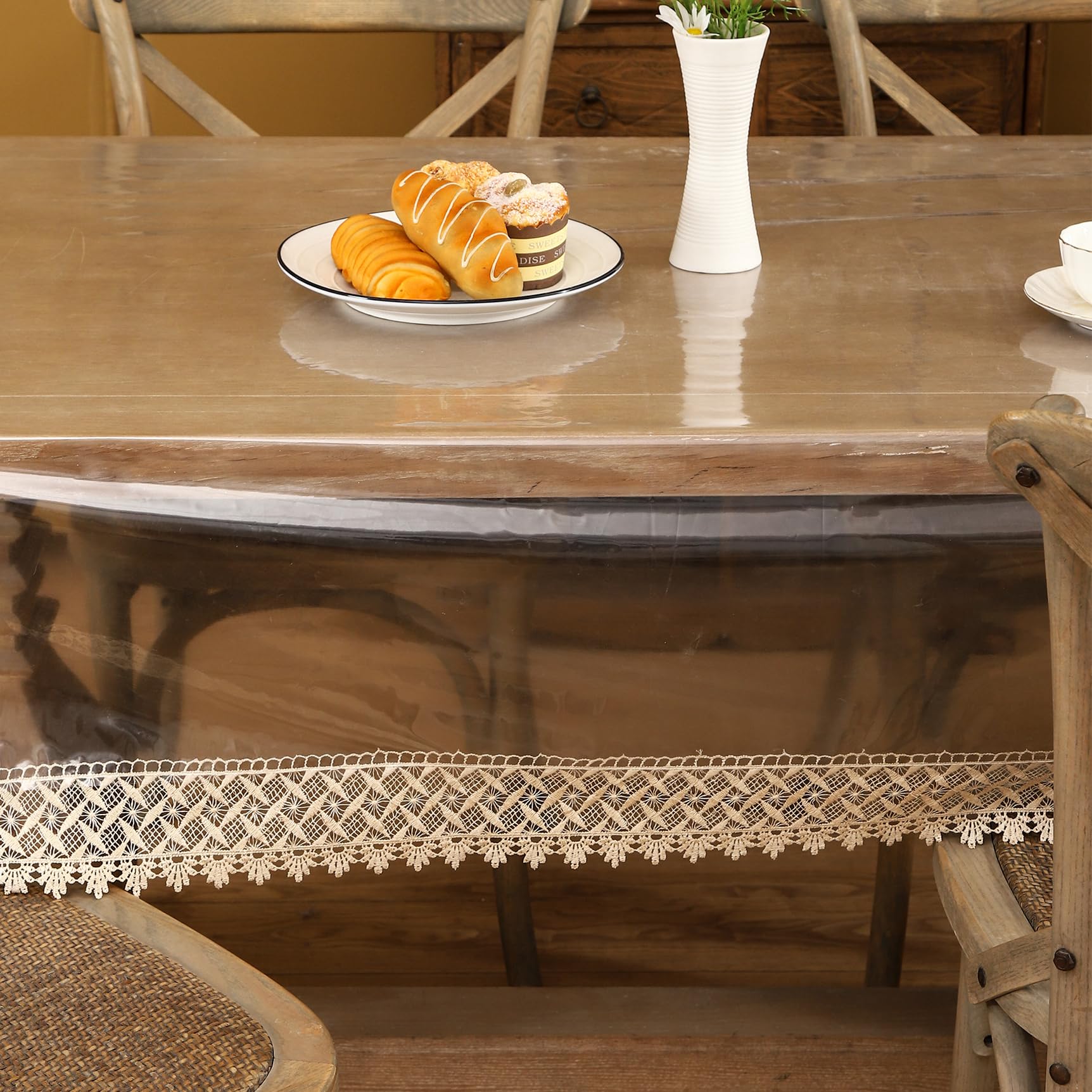 Walrus clear vinyl tablecloth easy to wipe clean for busy homes.