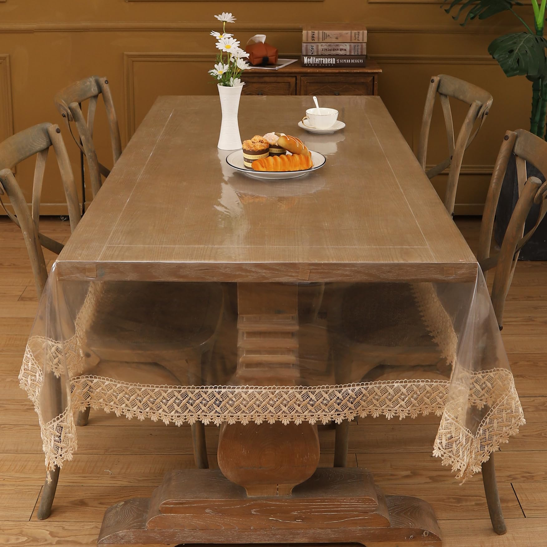 Walrus tablecloth comes folded; creases fade with use or gentle heat.