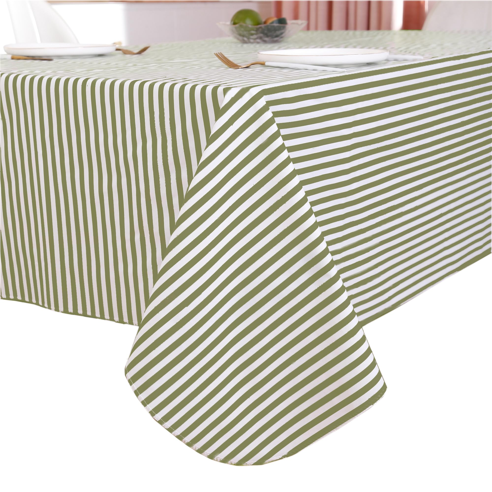Walrus heavy-duty vinyl tablecloth stripe pattern protects 60x84 inch tables and cleans easily