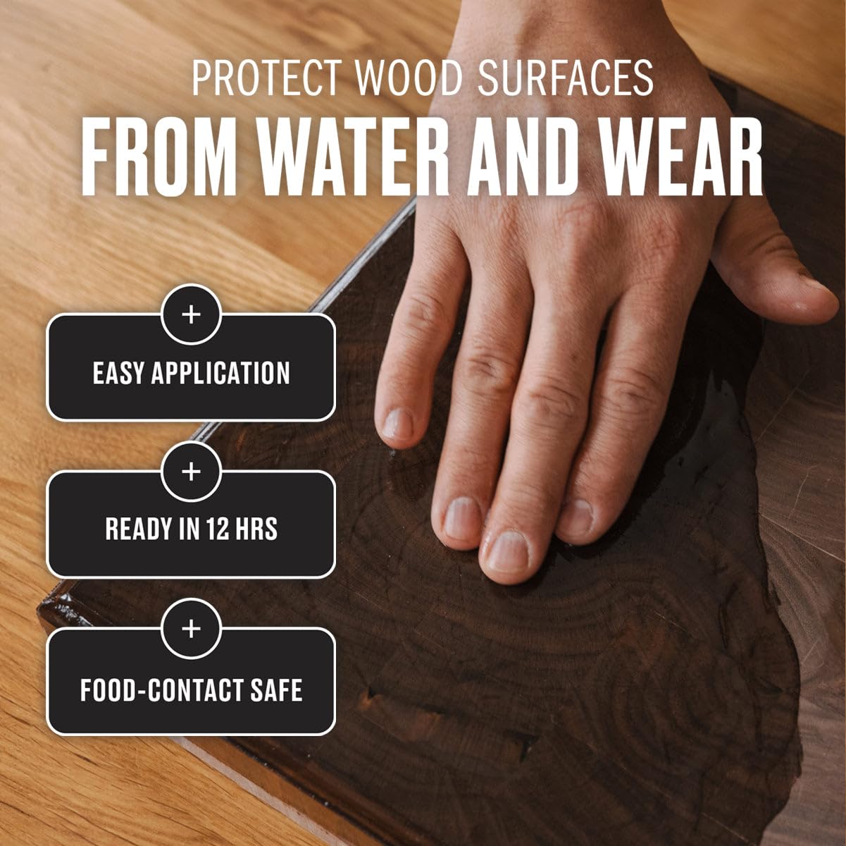 Walrus Oil hardwood countertop care being applied for moisture resistance