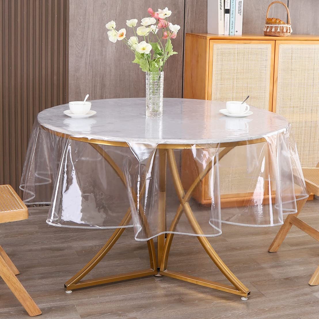 Walrus round tablecloth protector easy-clean option for busy homes