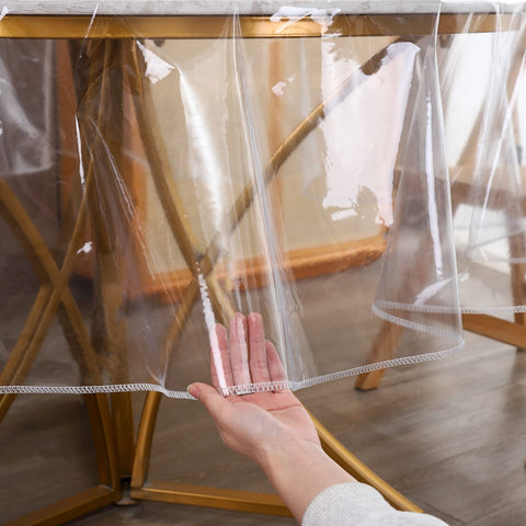 Walrus clear round tablecloth protector wipeable surface for fast tidying