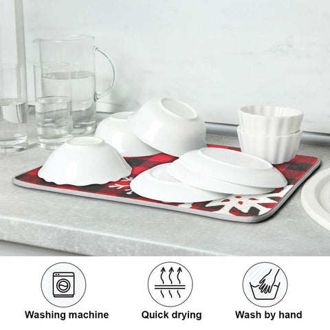 Wamika dish drying mat supports everyday kitchen tasks with bottles and utensils.