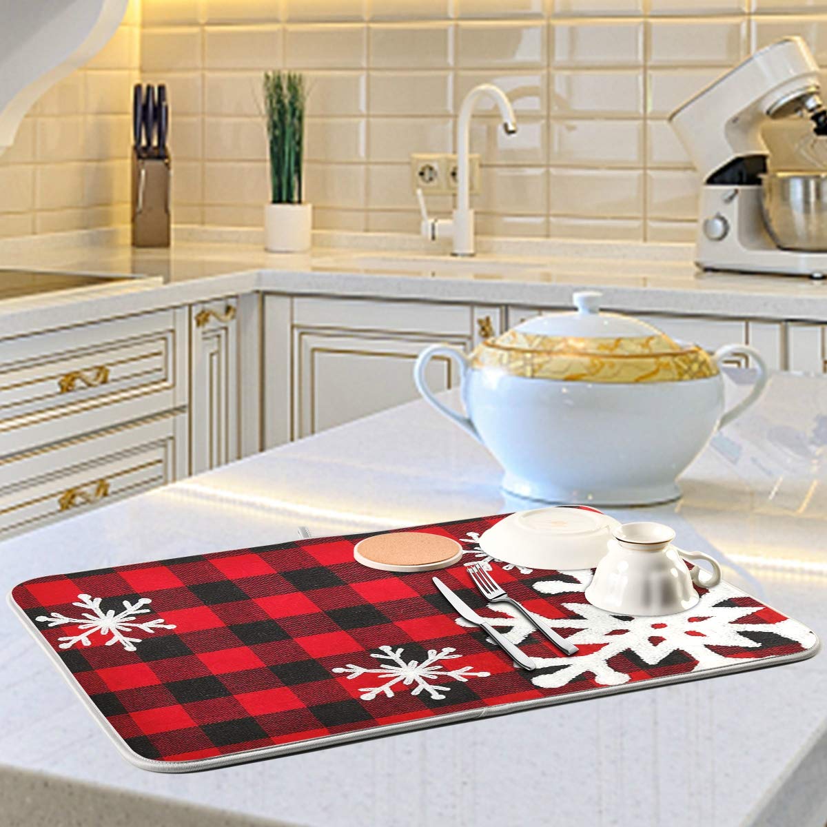 Wamika 16x18 mat catches drips under racks and protects countertops.