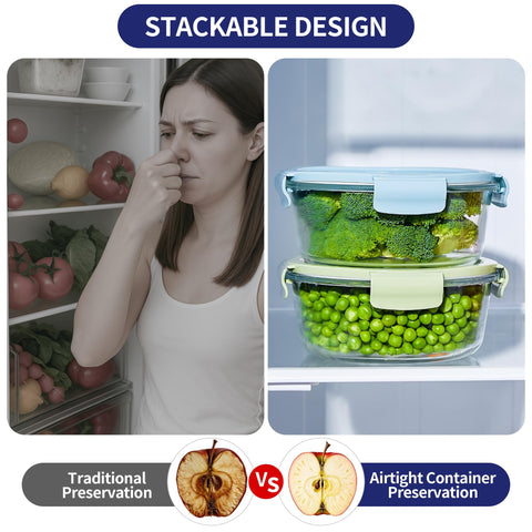 Wancilock round glass container is microwave-safe and dishwasher-safe for easy reheating and cleaning