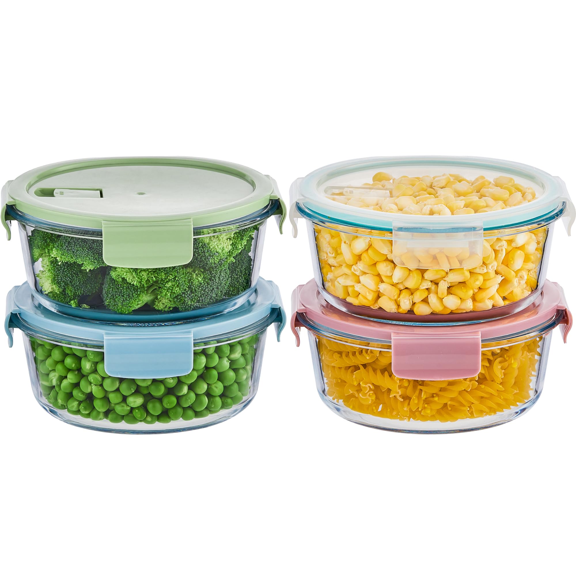 Wancilock round glass container with airtight lid for leftovers