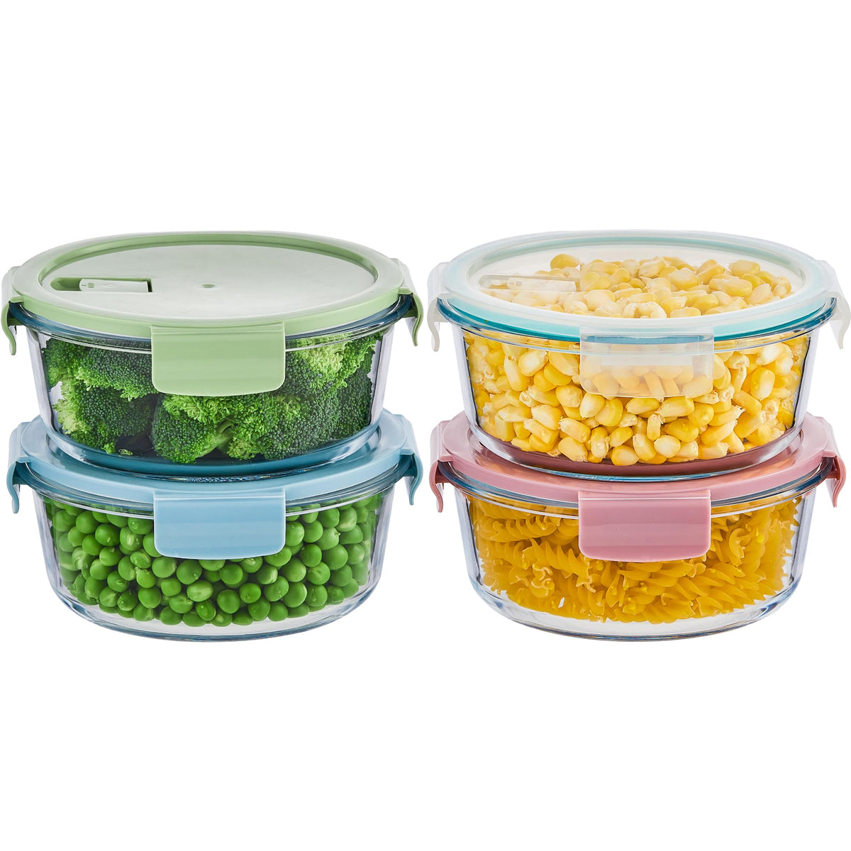 Wancilock round glass container with airtight lid for leftovers