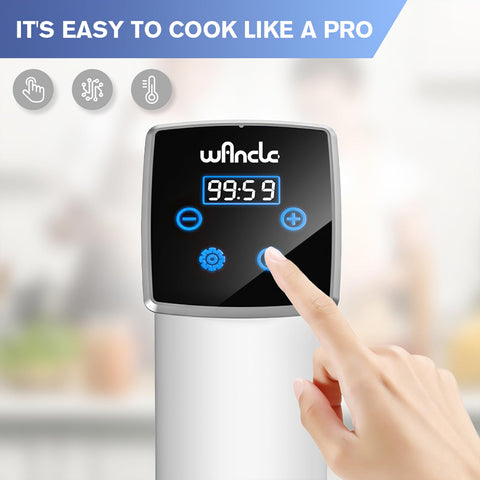 Wancle sous vide cooker IPX7 waterproof badge highlights safe cleanup