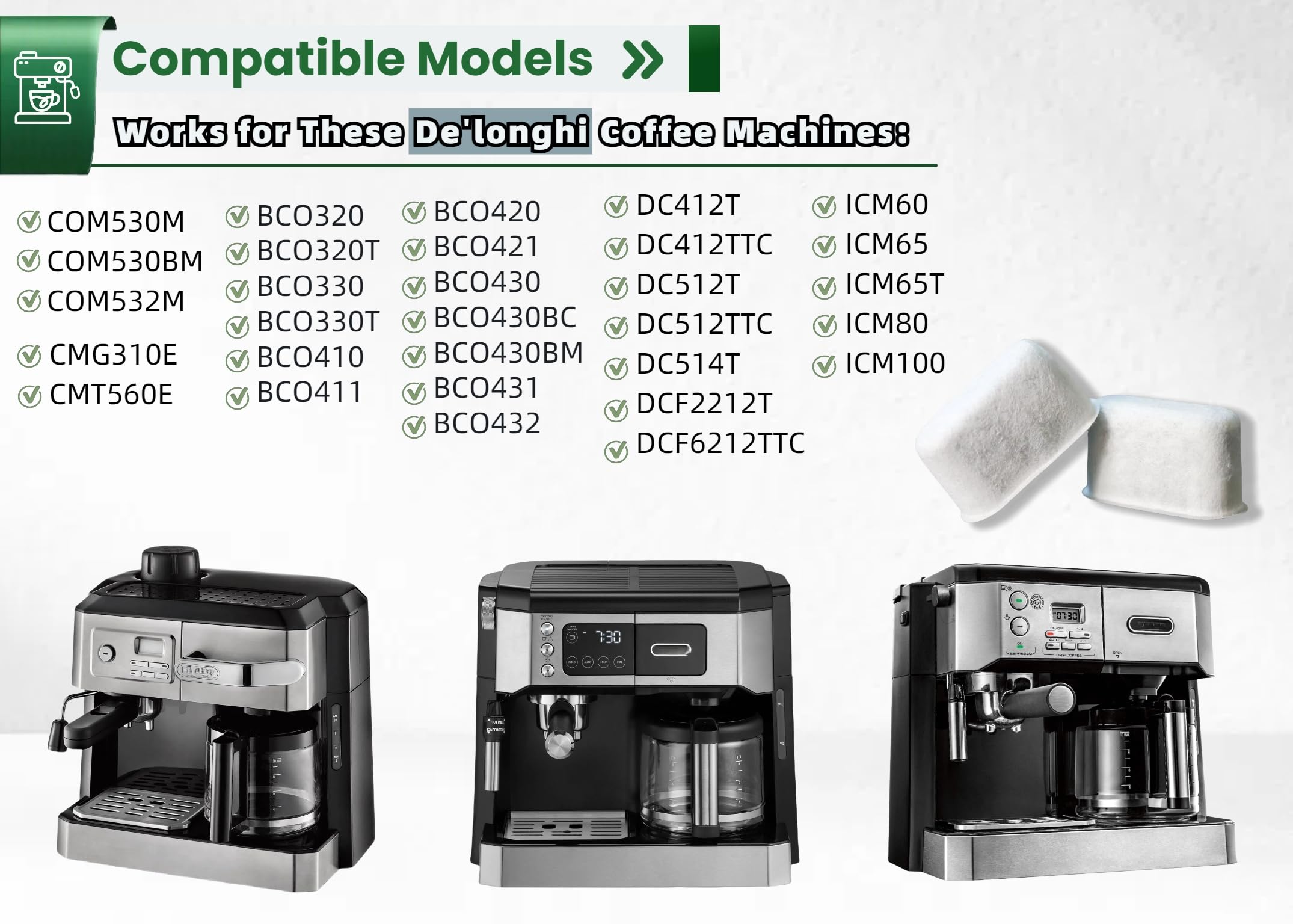 Wangenbro Delonghi compatibility image demonstrates easy, tool-free replacement.